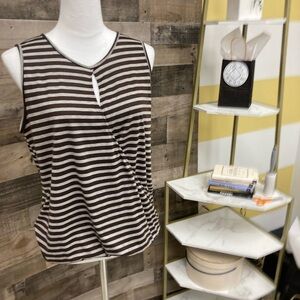 Eight Sixty Brown & Gray Stripe Faux Wrap Tank